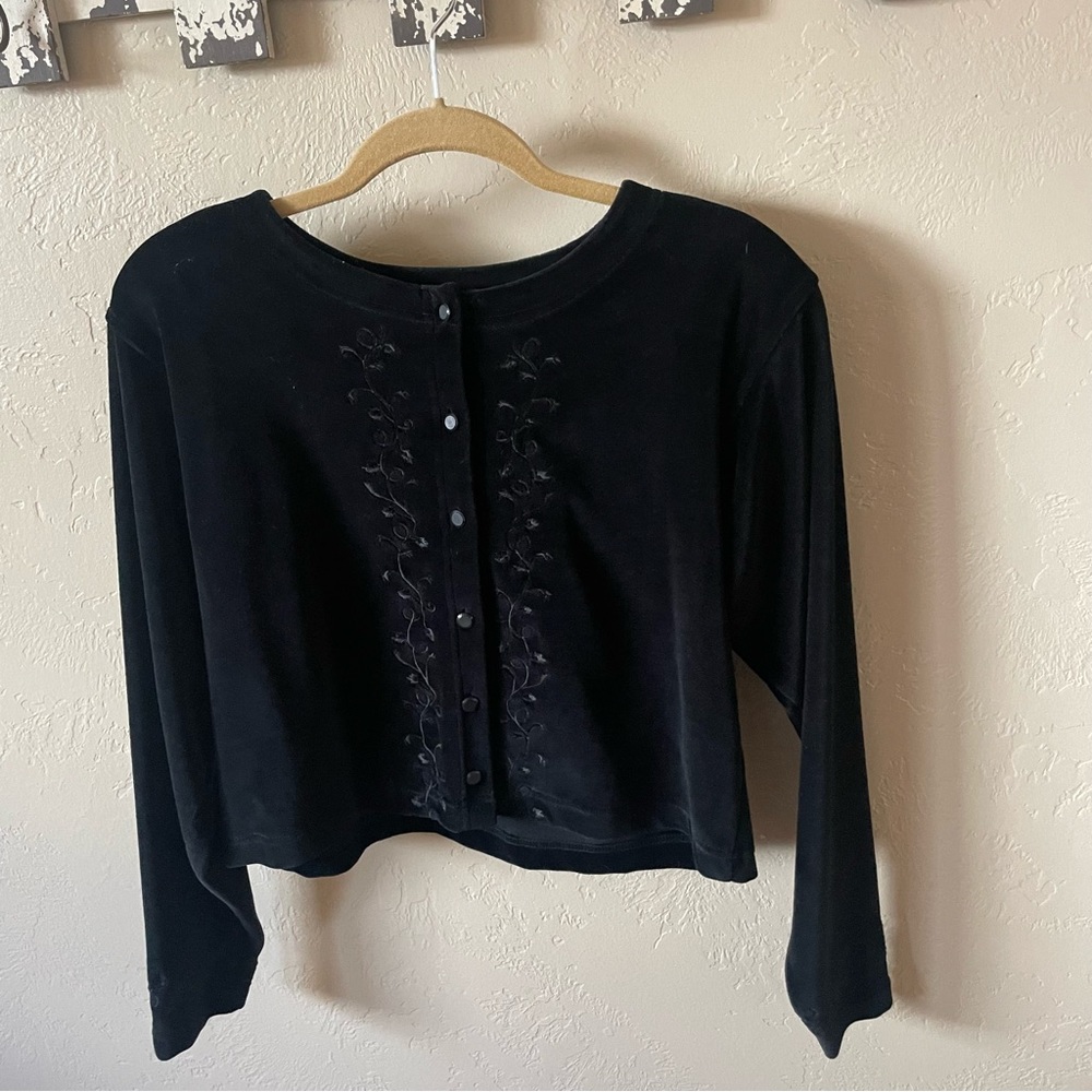 Liz Claiborne black velvet cropped top - adorable!